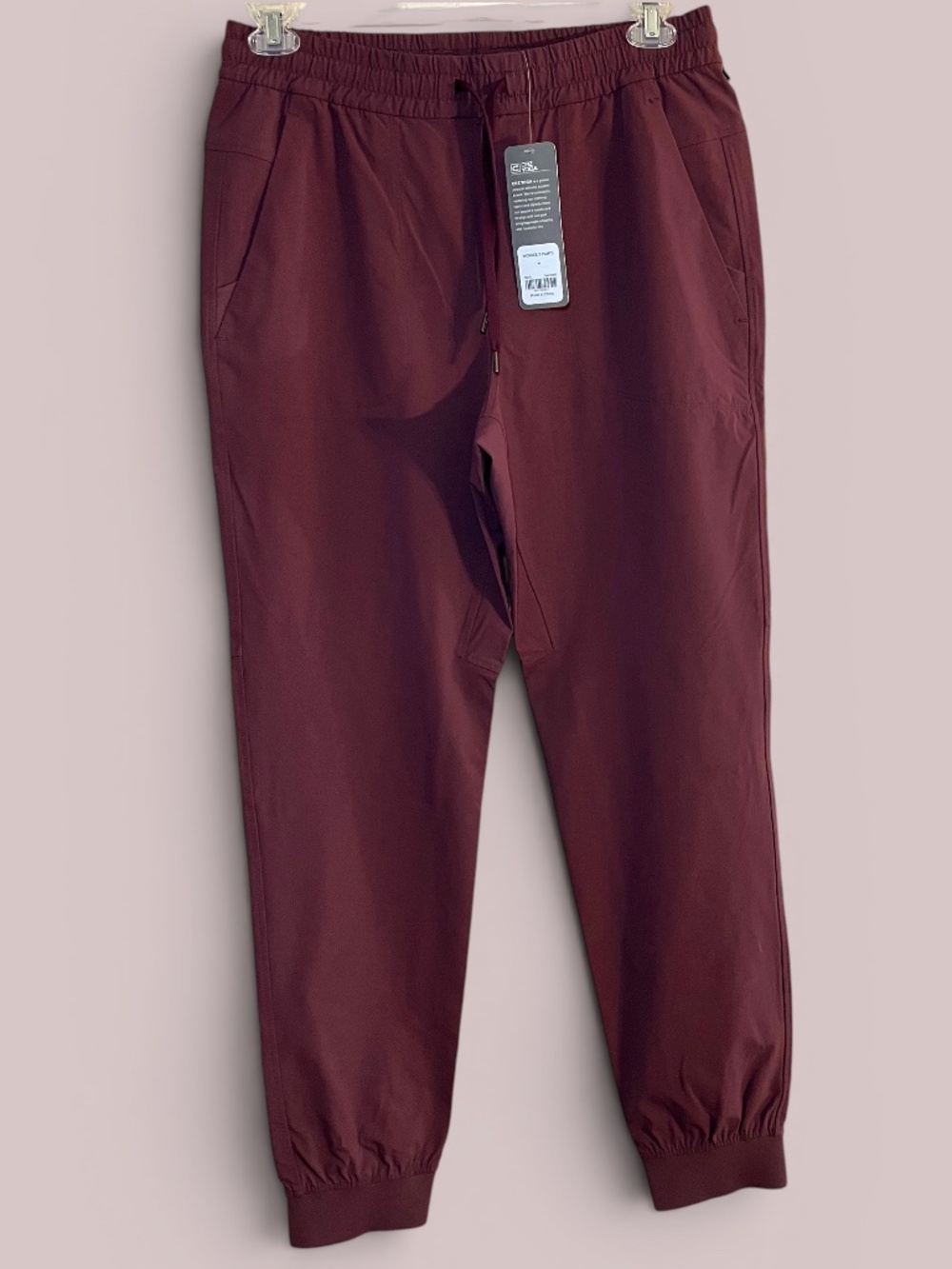 CRZ YOGA Men's All-Day Comfy Slim-Fit Golf Jogger 30" Dark Red #5 Size M